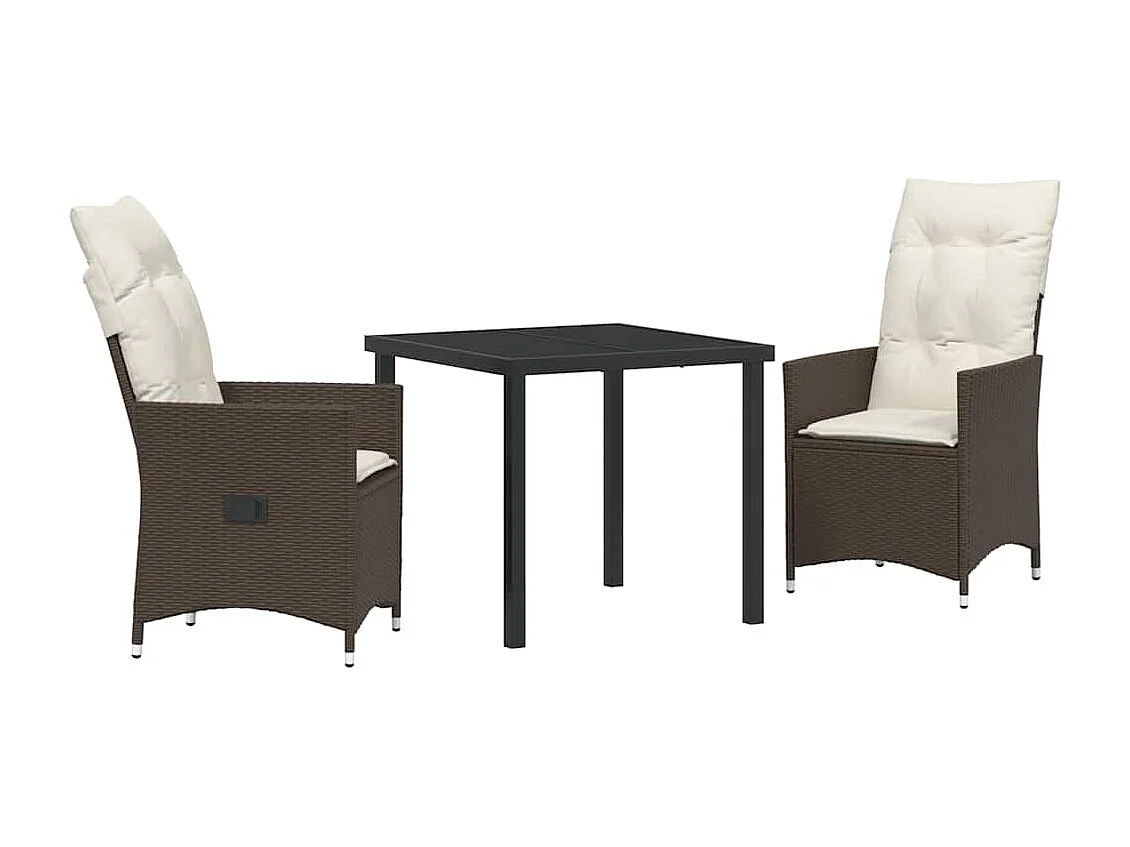 3-delige tuinset met bruine polyrotan kussens
