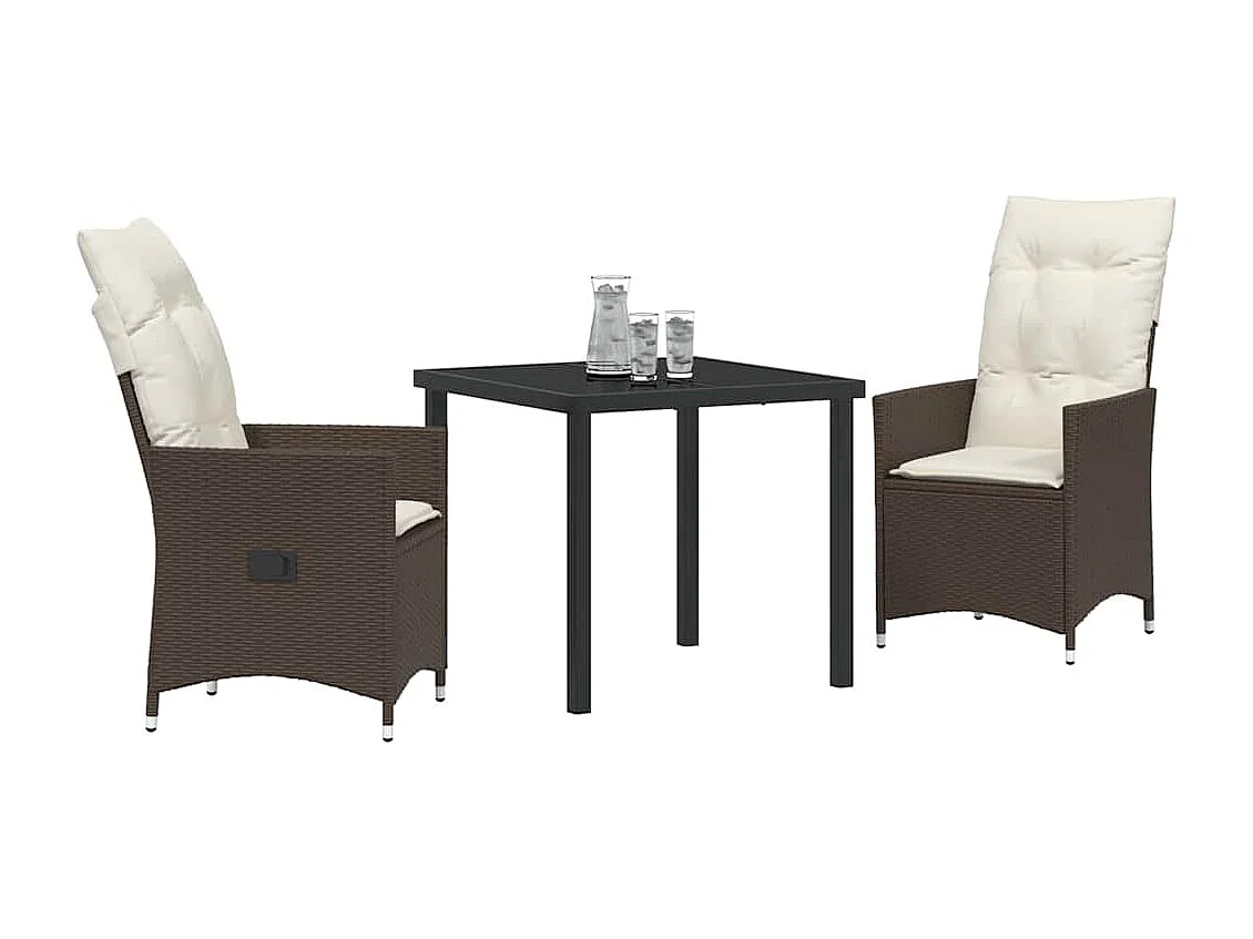 3-delige tuinset met bruine polyrotan kussens