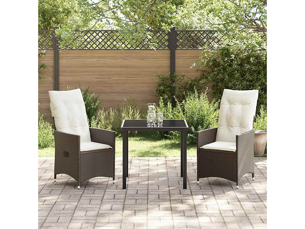 3-delige tuinset met bruine polyrotan kussens