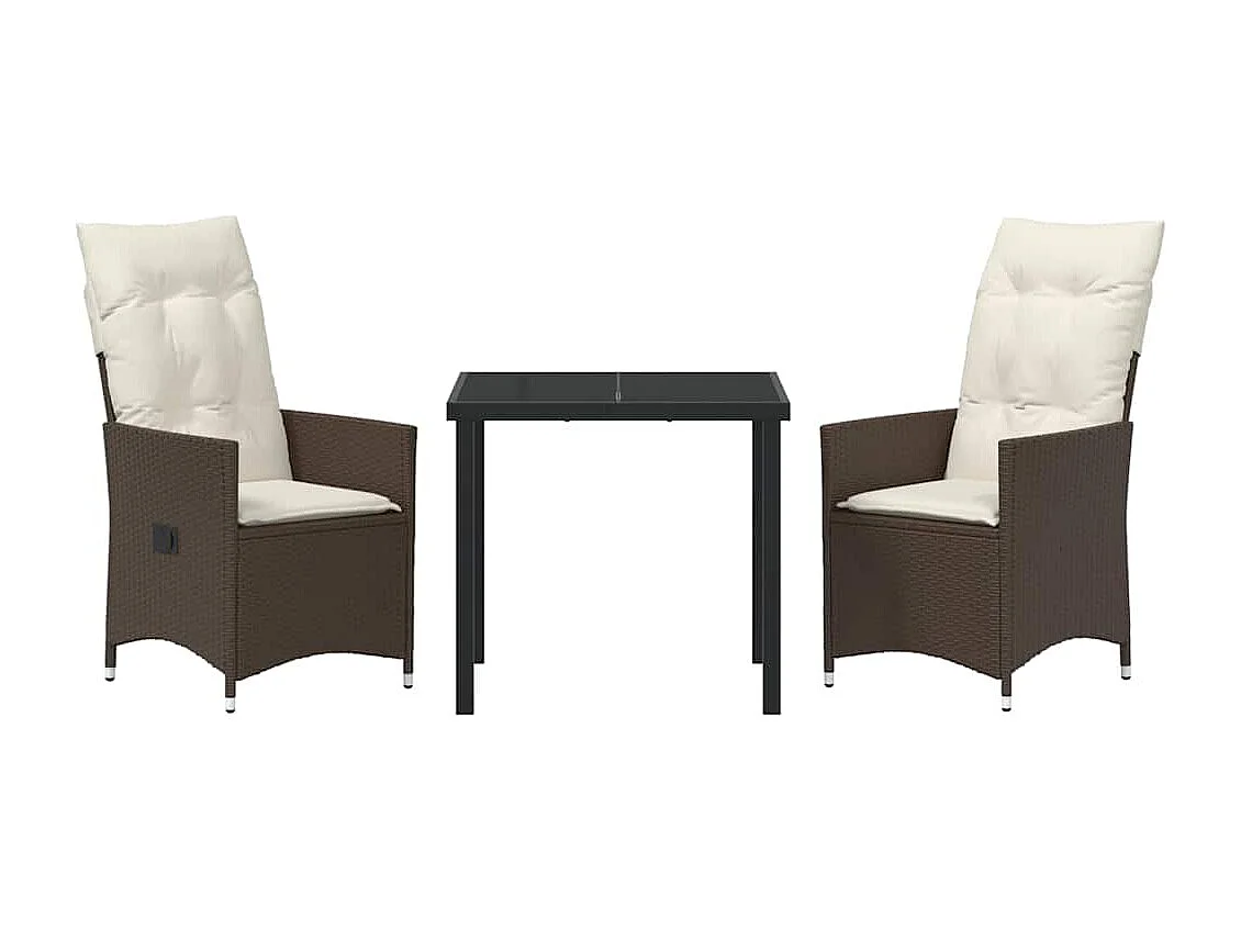 3-delige tuinset met bruine polyrotan kussens