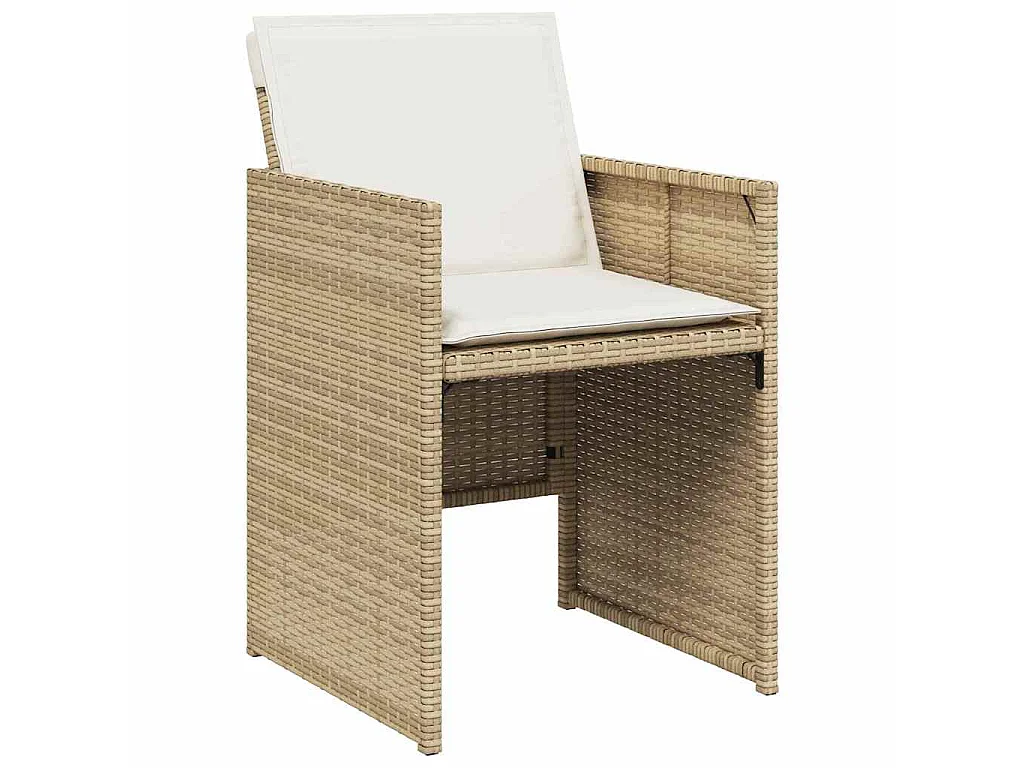 Juego de comedor de jardín de 5 piezas con cojines beige de ratán sintético
