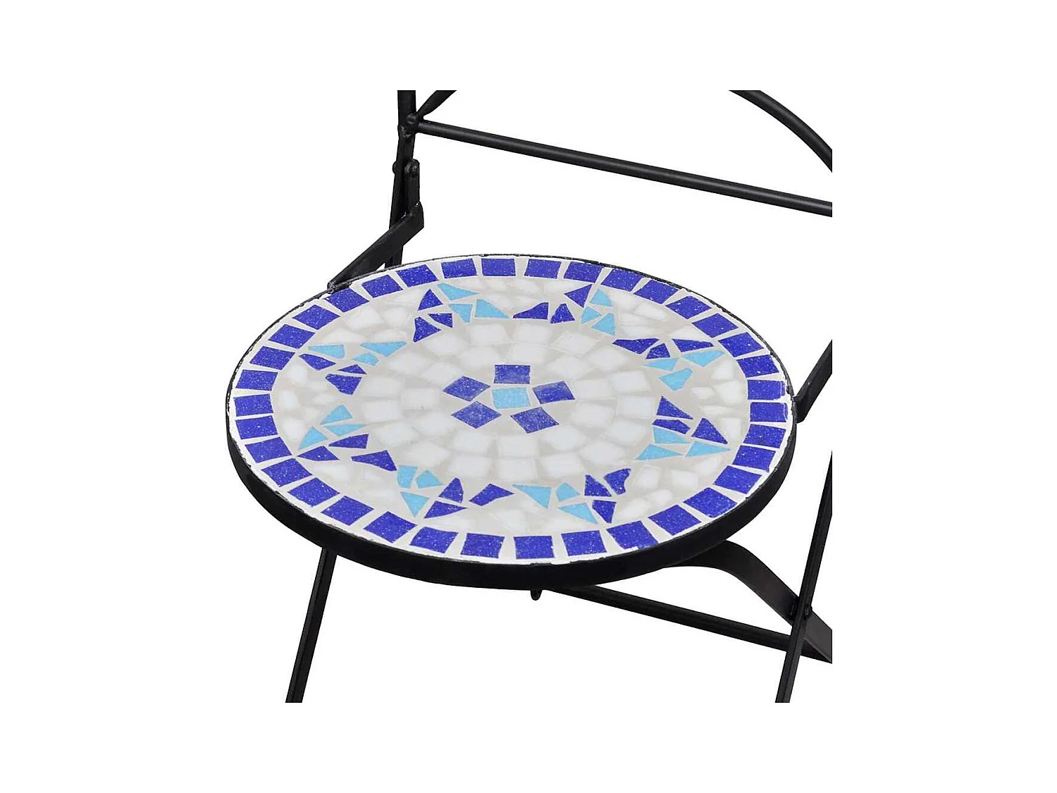 sedie pieghevoli da bistrot in ceramica blu e bianca