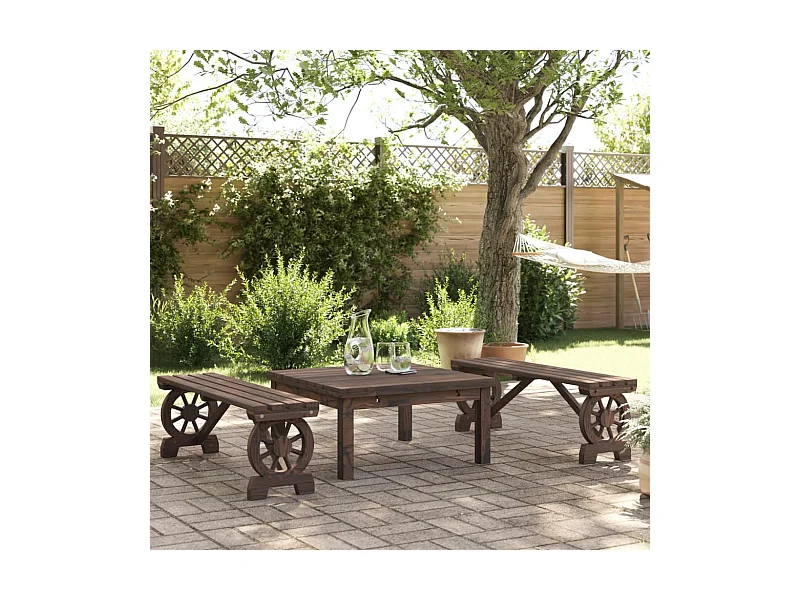 Gartenbänke 2er Set Massivholz Tannenholz