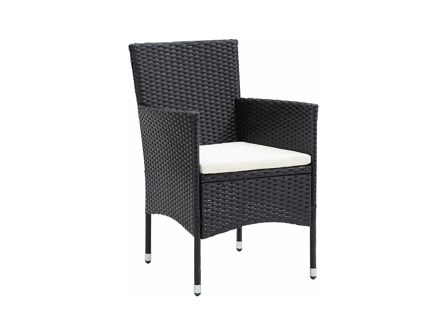 Ensemble de repas de jardin 5 pièces Noir Rattan poly