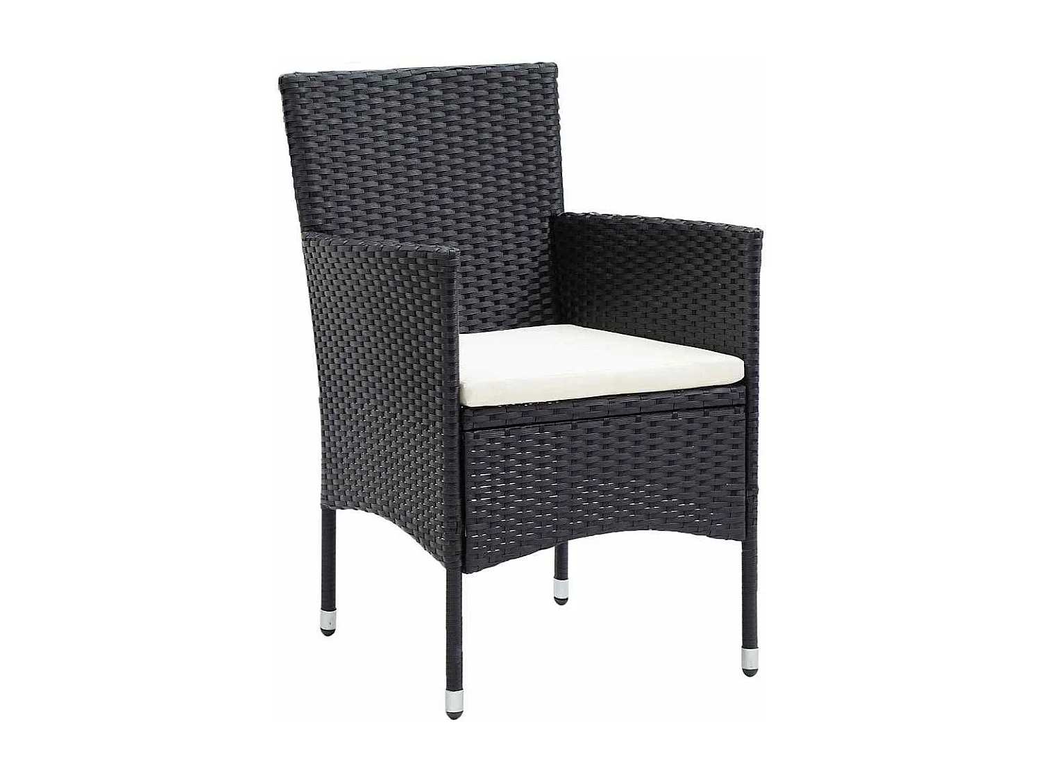 Ensemble de repas de jardin 5 pièces Noir Rattan poly