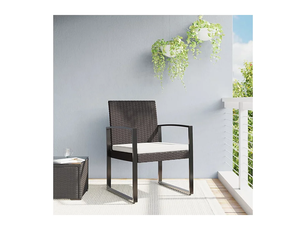 Set di 2 sedie da pranzo da giardino in rattan PP marrone