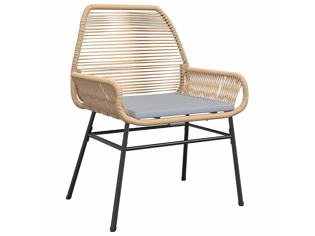 5-teiliges Garten-Ess-Set mit Kissen, braun, Rattan, Poly