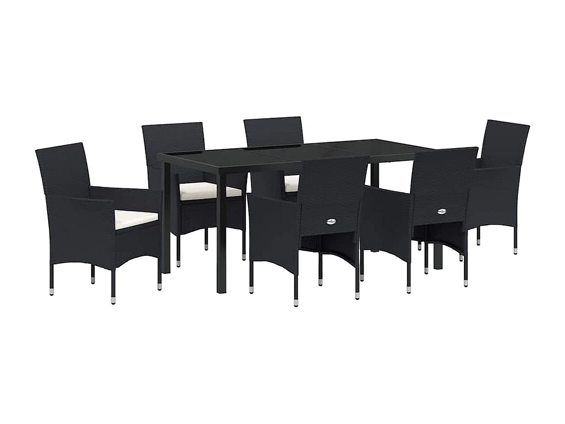 Ensemble de Salle à Manger de Jardin 7 Pièces Noir Poly Rotin