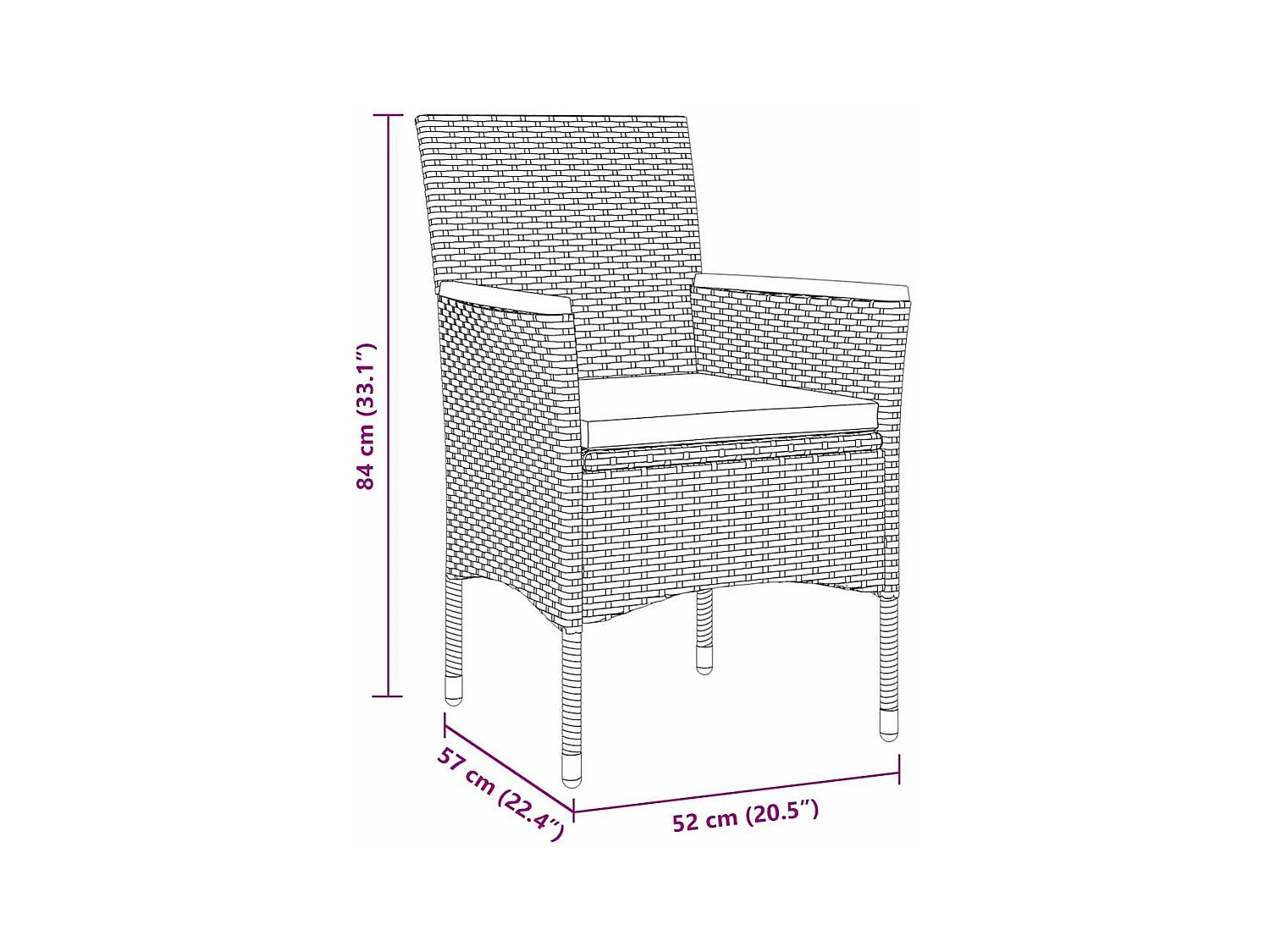 Set da pranzo da giardino in polyrattan grigio da 3 pezzi