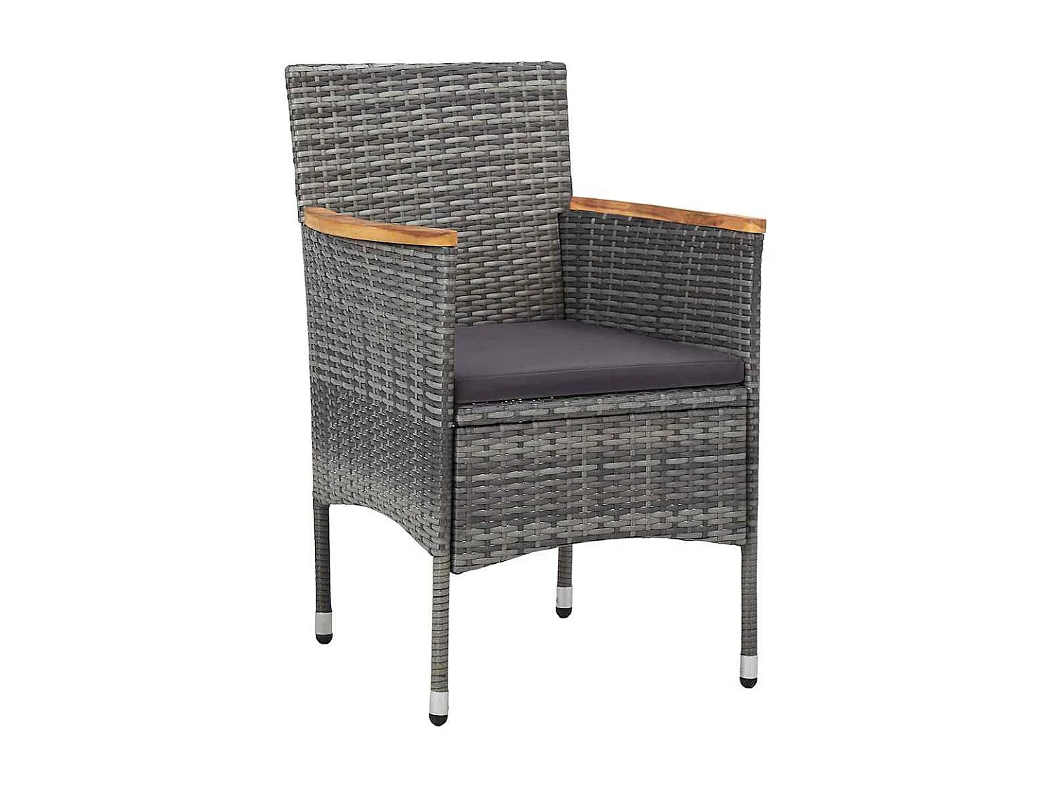 Ensemble de salle à manger jardin 3 pièces gris poly rattan