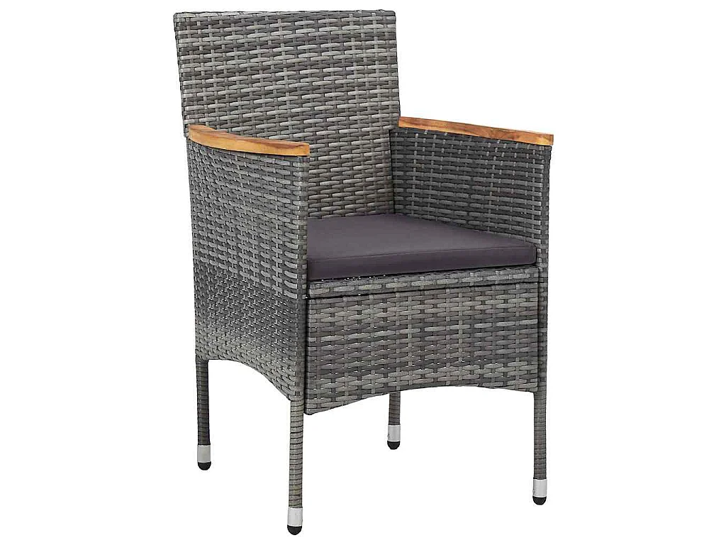 Ensemble de salle à manger jardin 3 pièces gris poly rattan