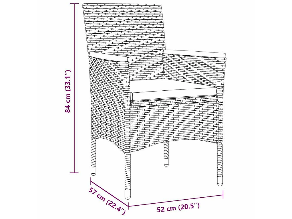 Ensemble de salle à manger jardin 3 pièces gris poly rattan