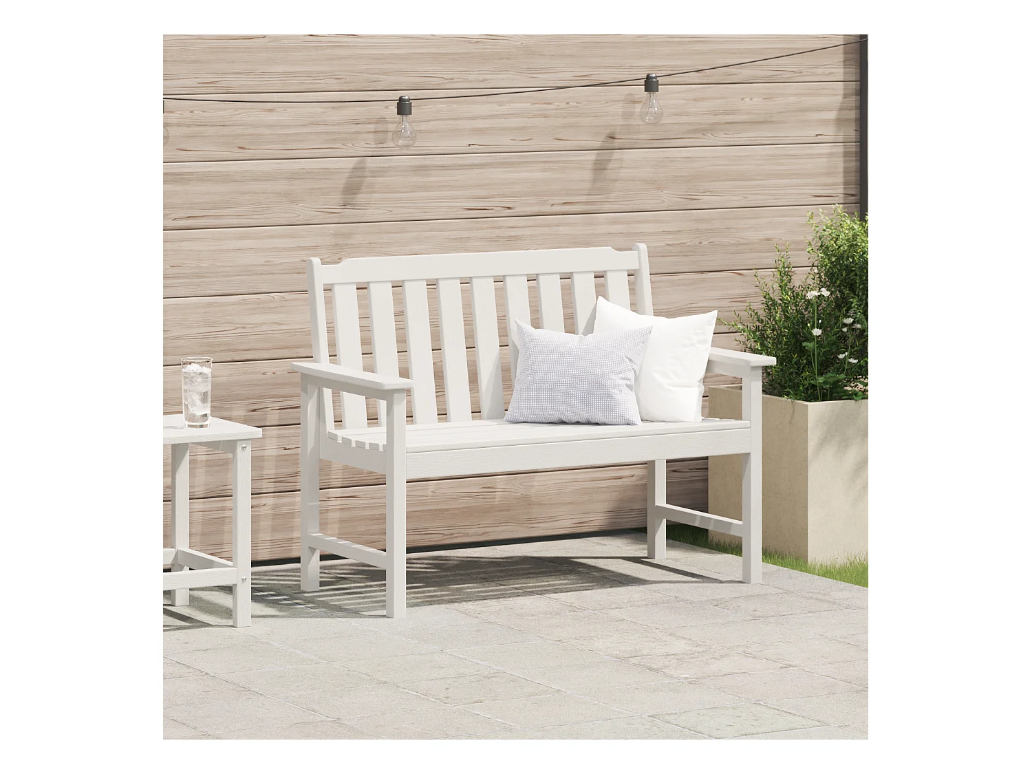 Banco de jardín blanco 120 cm HDPE