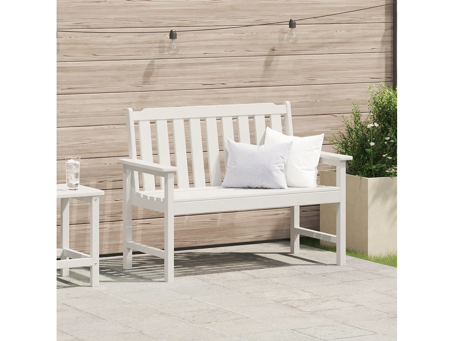 Banc de jardin Blanc 120 cm HDPE