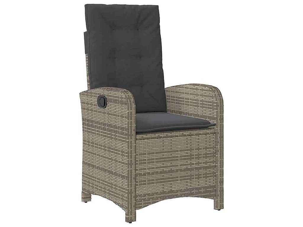 Ensemble de salle à manger de jardin 5 pièces avec coussins en rattan poly gris