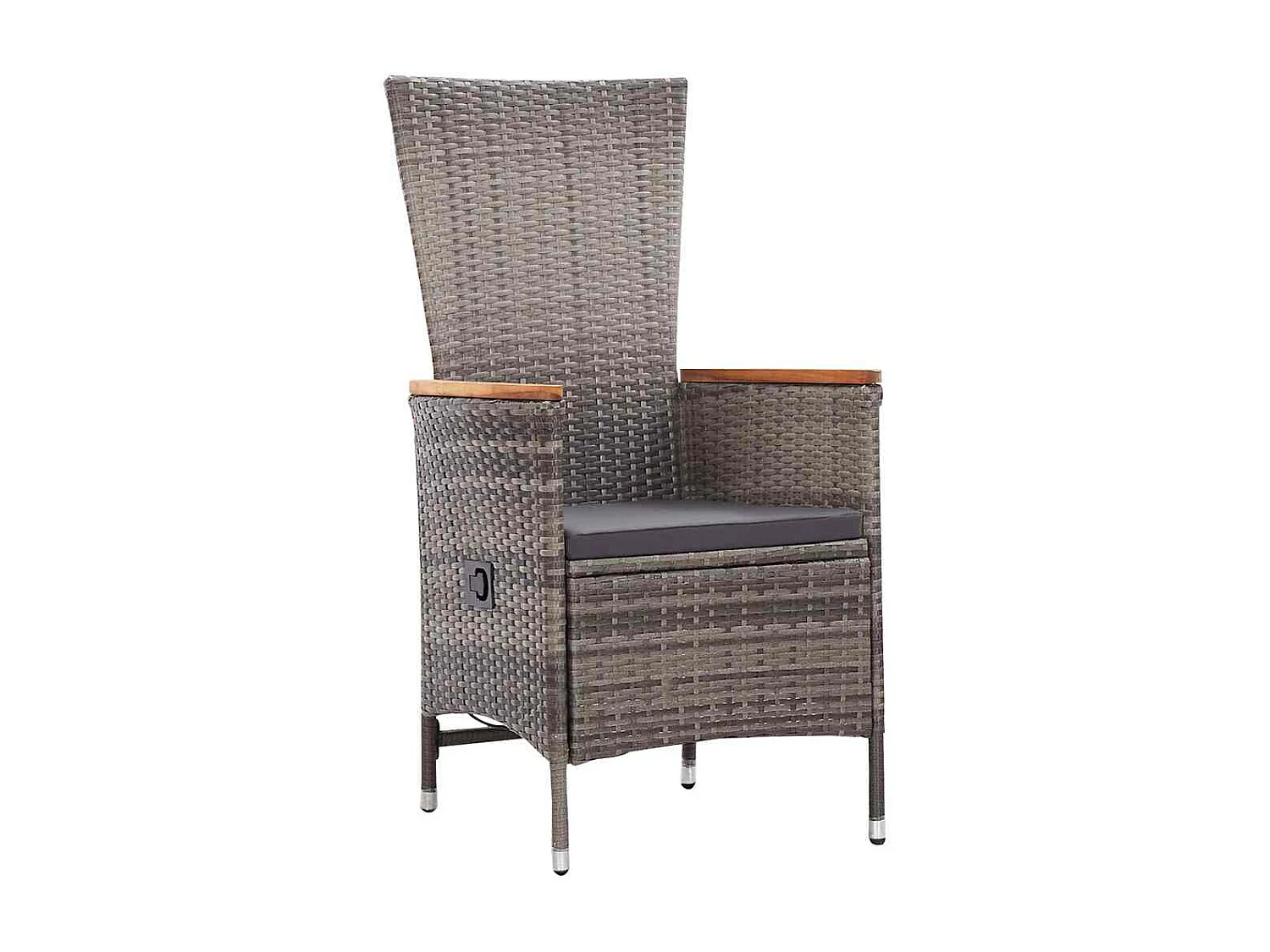 Set da pranzo da giardino 5 pezzi con cuscini in polyrattan grigio