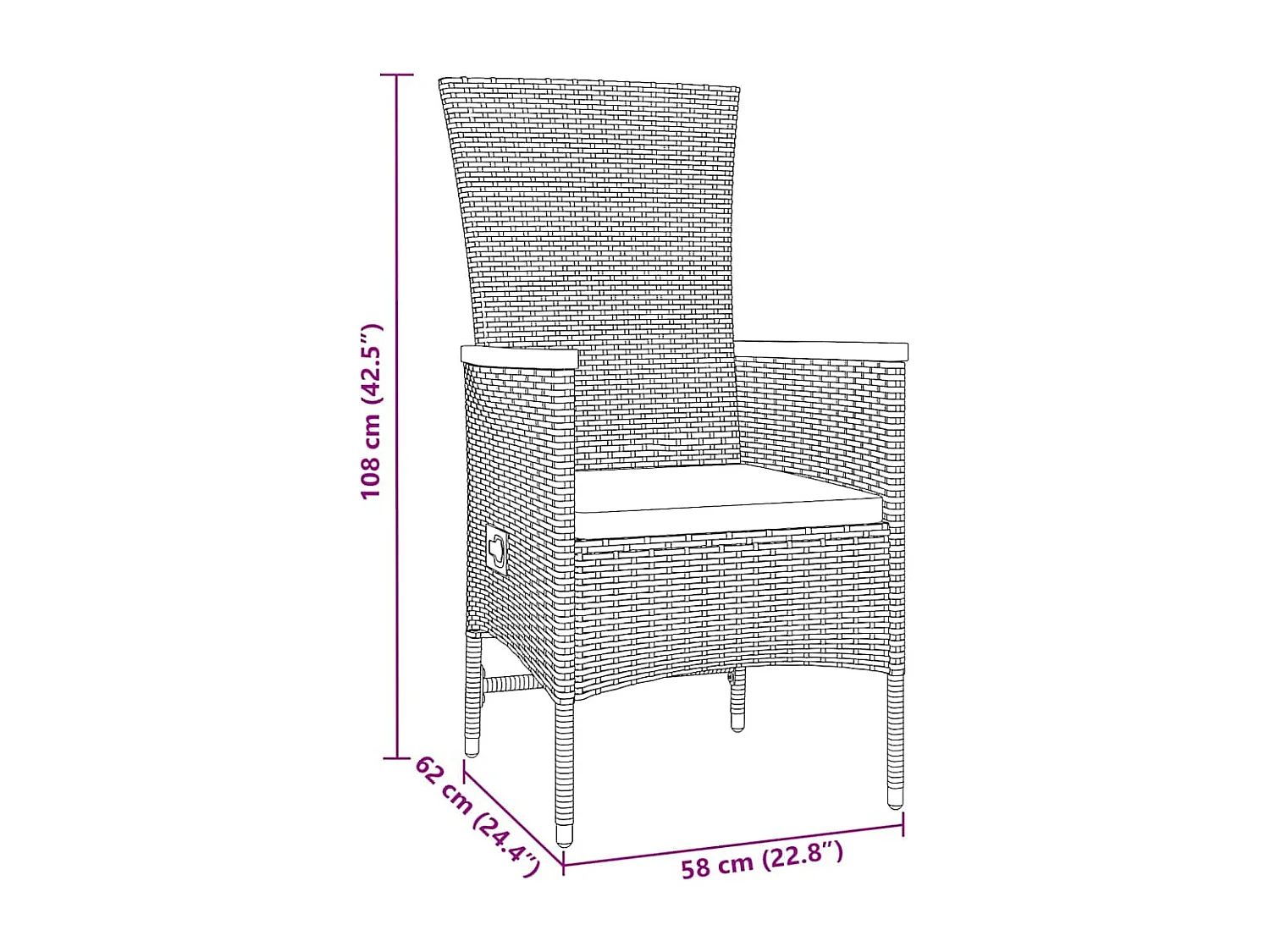 5-teiliges Garten-Essset mit grauen Polyrattan-Kissen