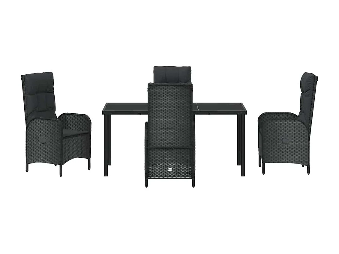 Set da pranzo da giardino 5 pezzi in rattan nero Poly