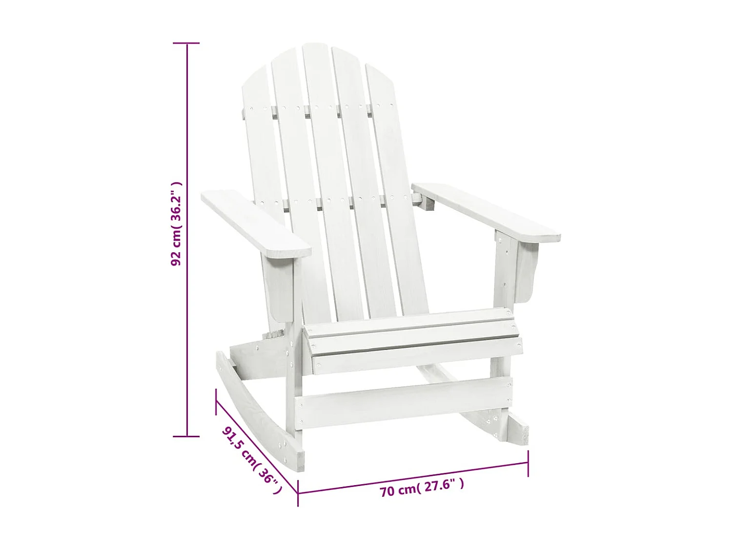 Sedia a dondolo da giardino in legno bianco