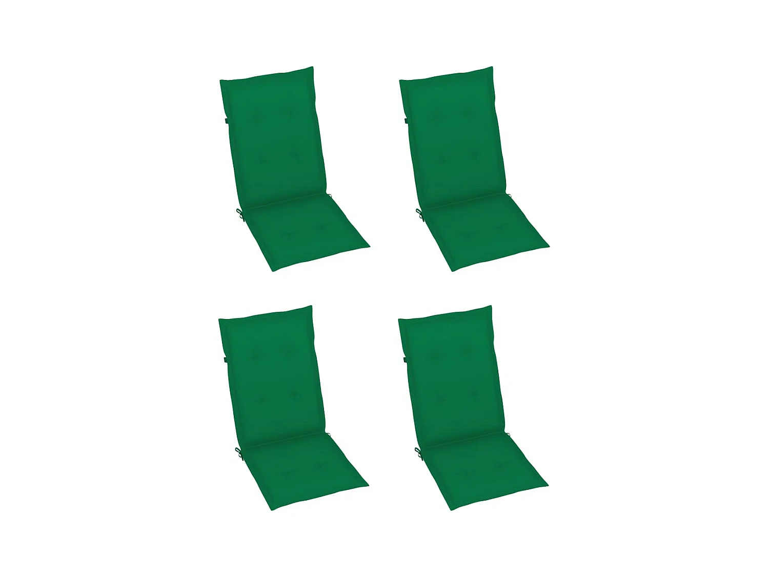 Chaises de jardin lot de 4 avec coussins vert Bois teck solide