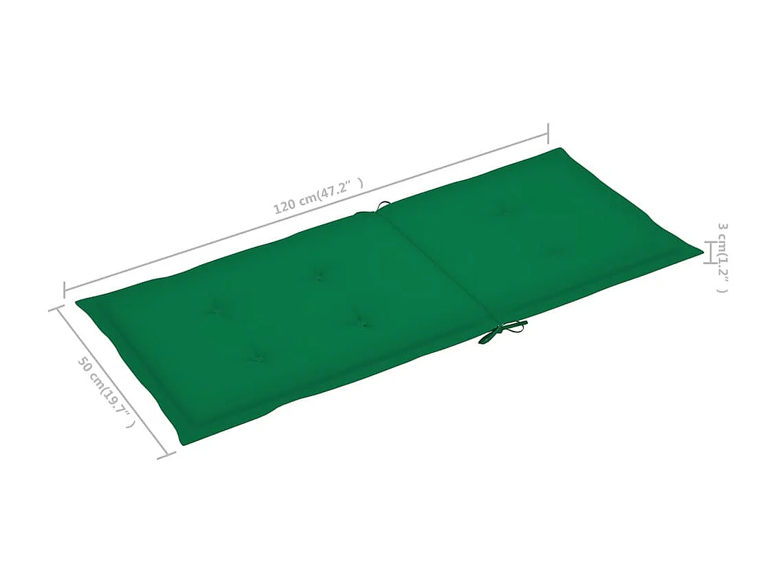 Chaises de jardin lot de 4 avec coussins vert Bois teck solide