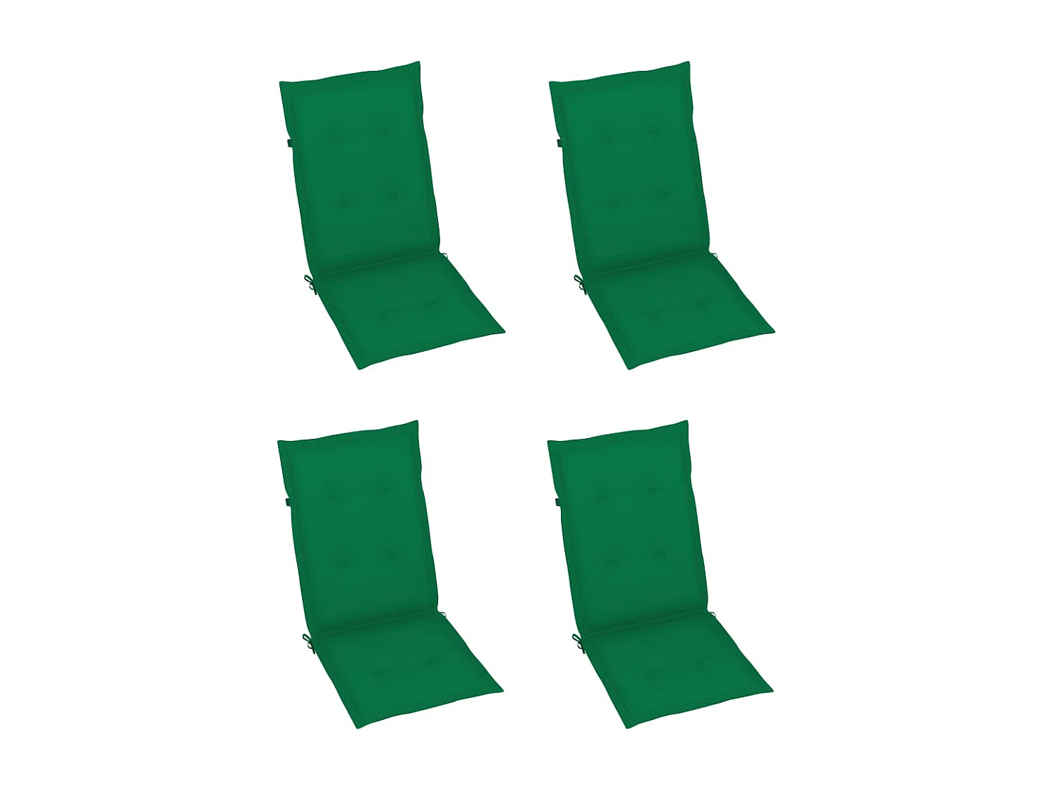 Chaises de jardin lot de 4 avec coussins vert Bois teck solide