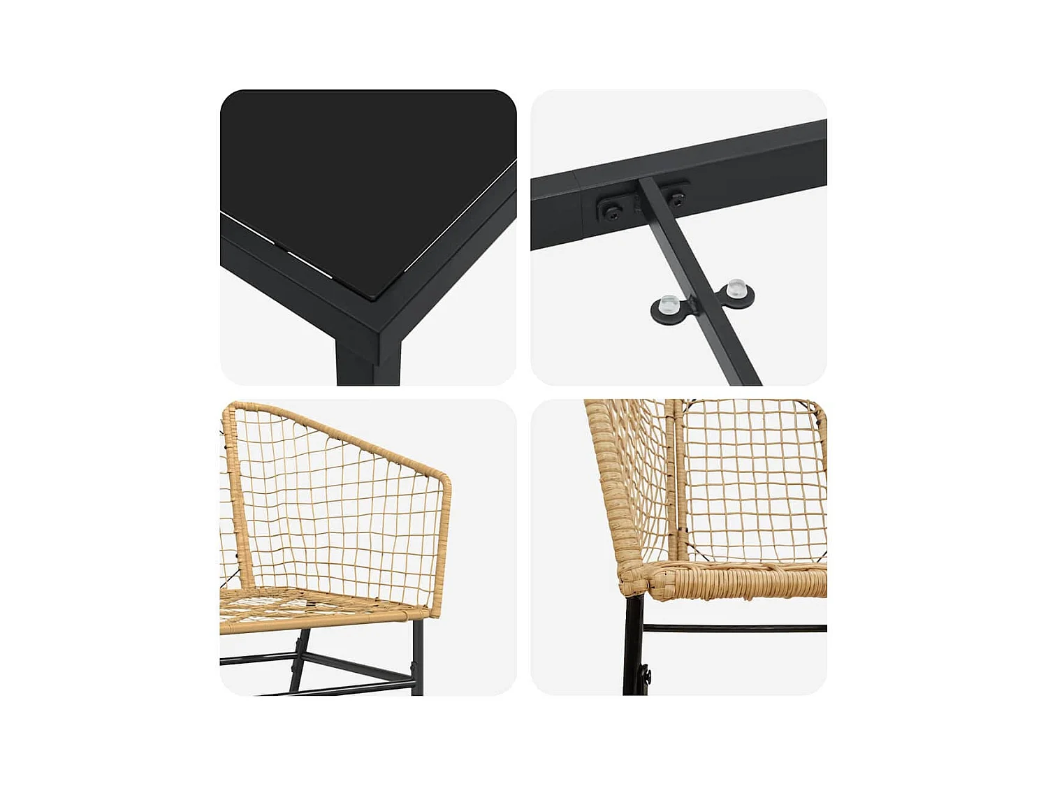 Set van 3 bruine polyrotan tuinstoelen