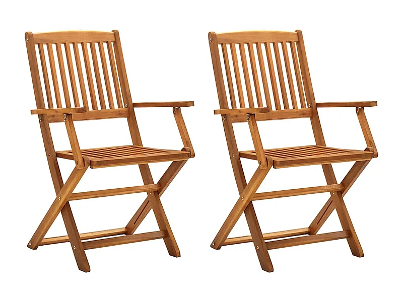 Chaises pliables d'extérieur lot de 2 Bois d'acacia solide