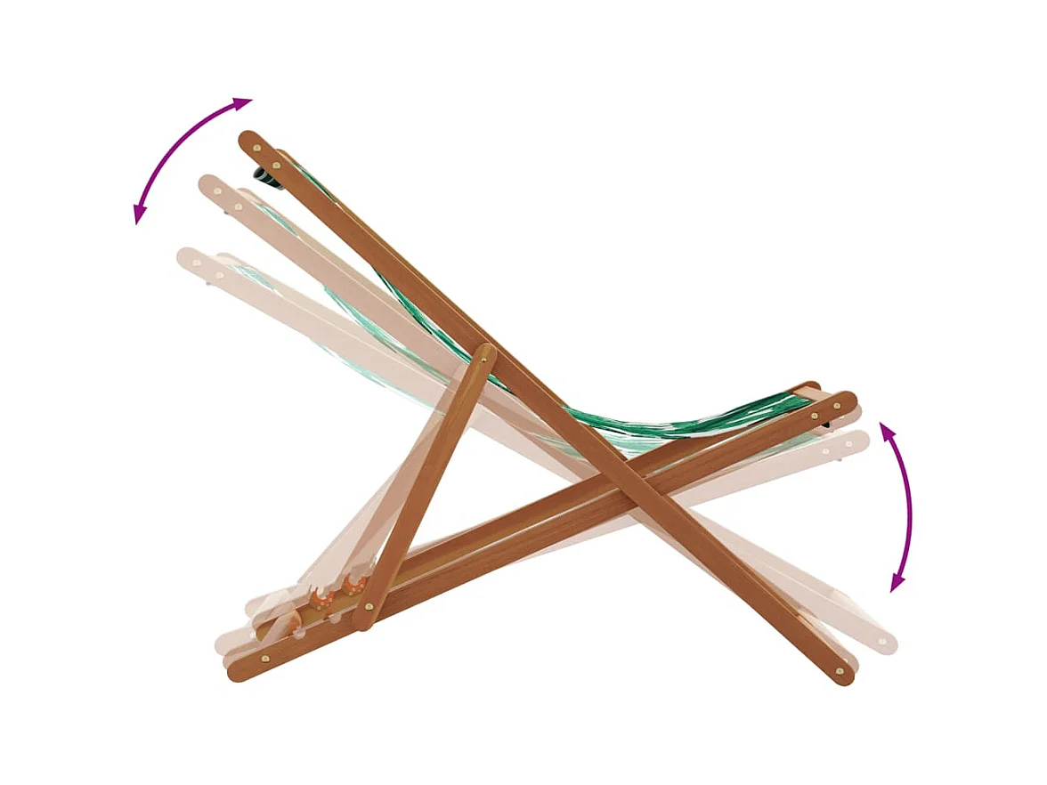 Sedia da spiaggia pieghevole con motivo a foglie in legno di eucalipto/tessuto