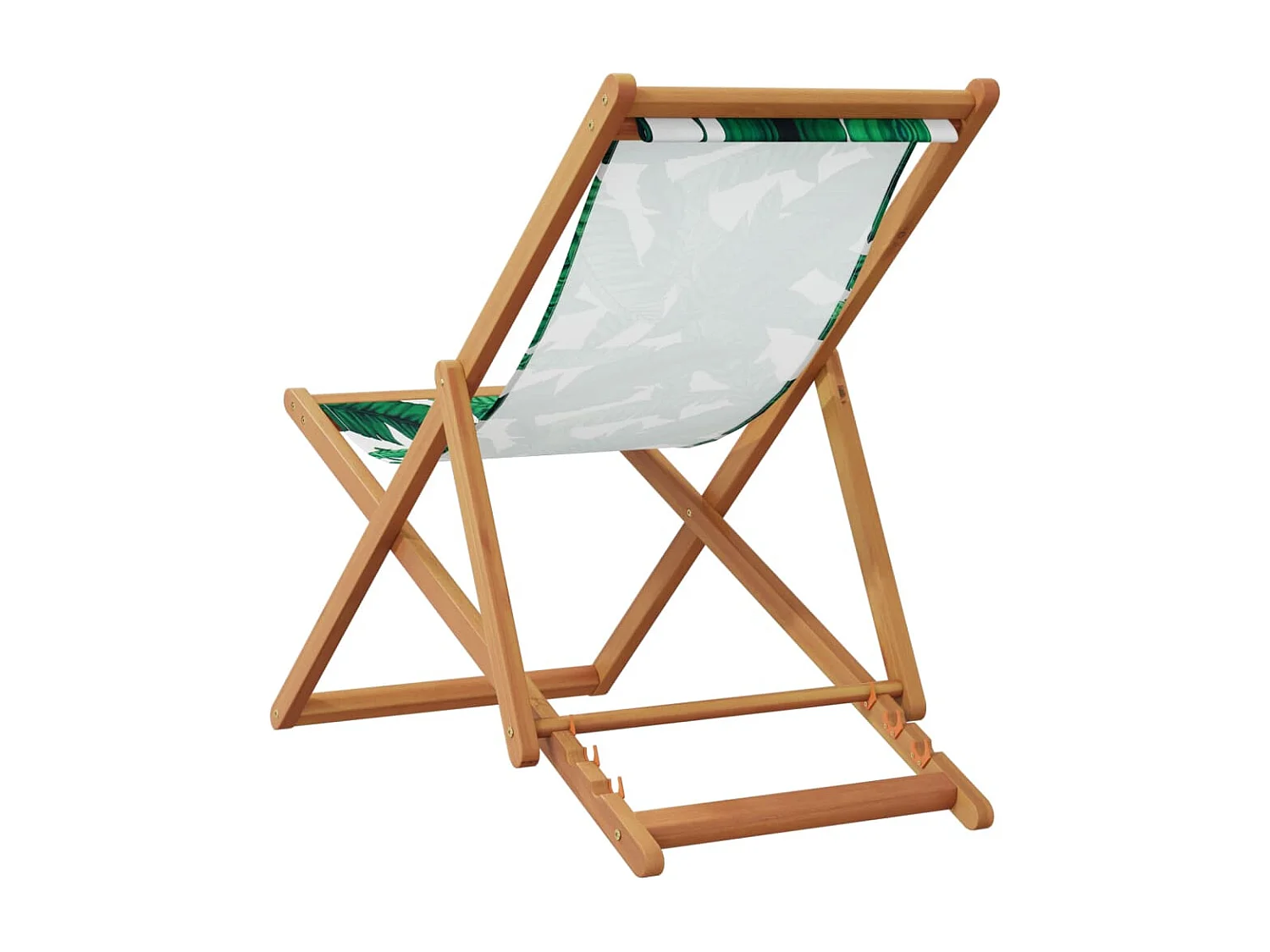 Chaise pliable plage motif de feuilles bois d'eucalyptus/tissu