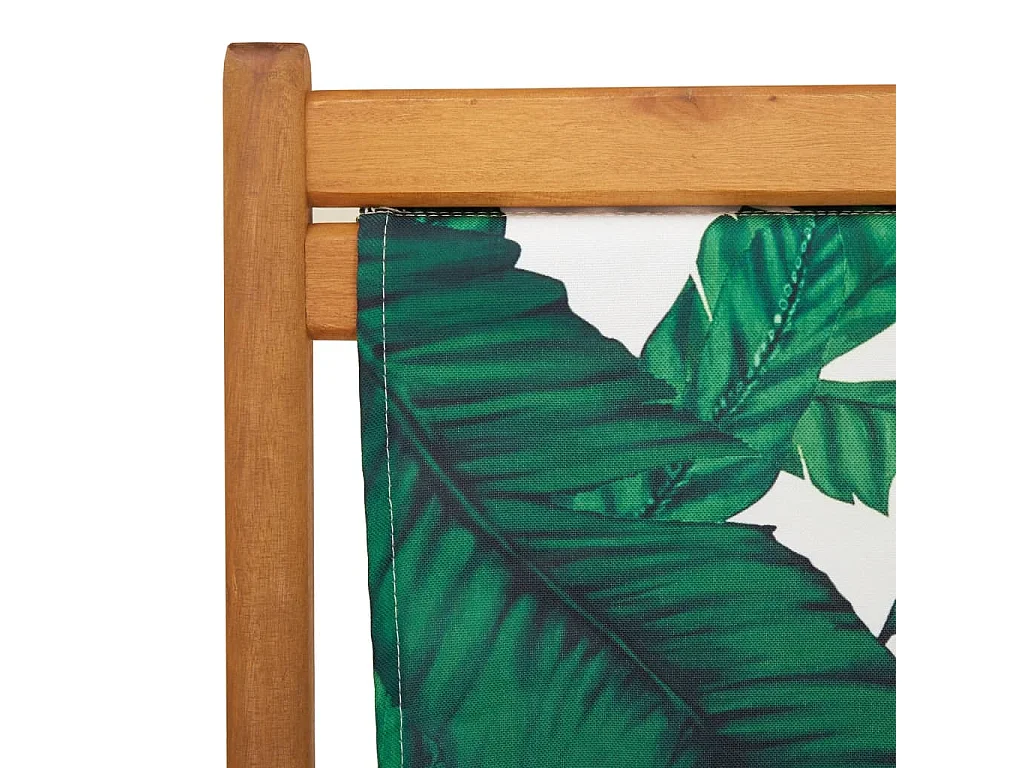 Chaise pliable plage motif de feuilles bois d'eucalyptus/tissu