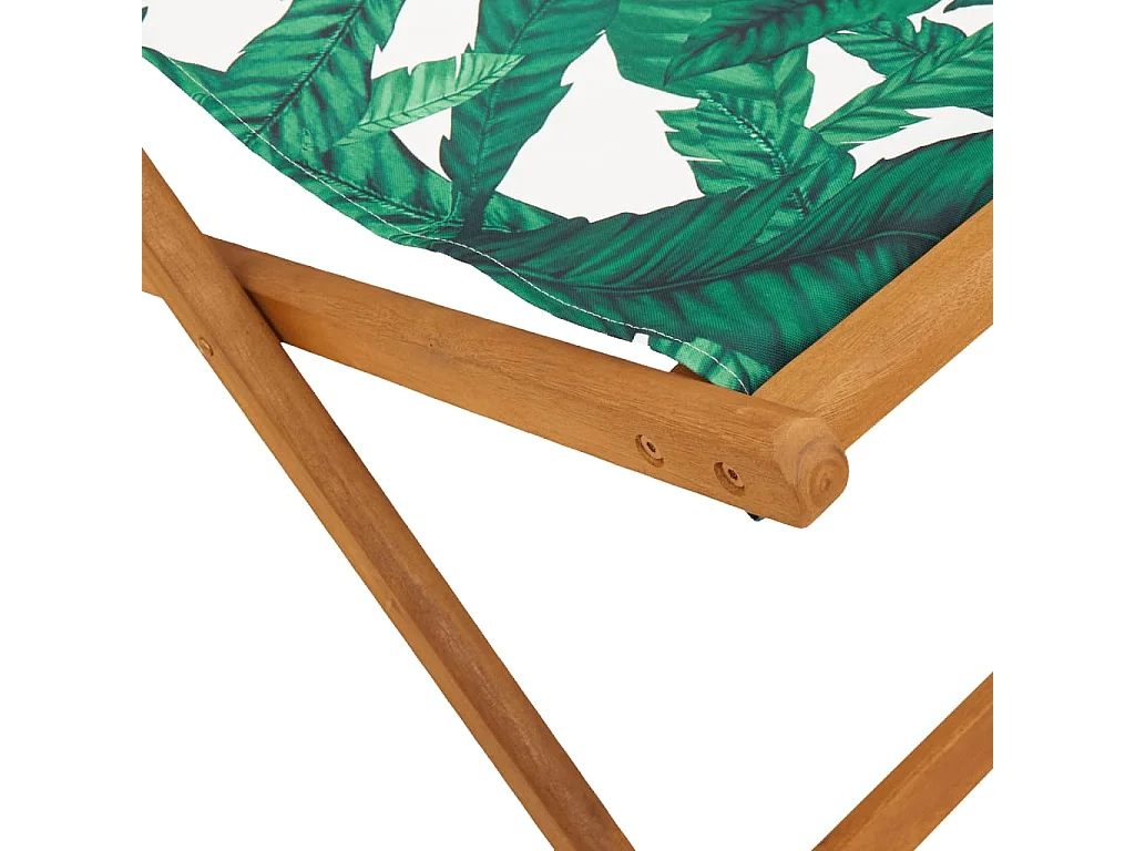 Chaise pliable plage motif de feuilles bois d'eucalyptus/tissu