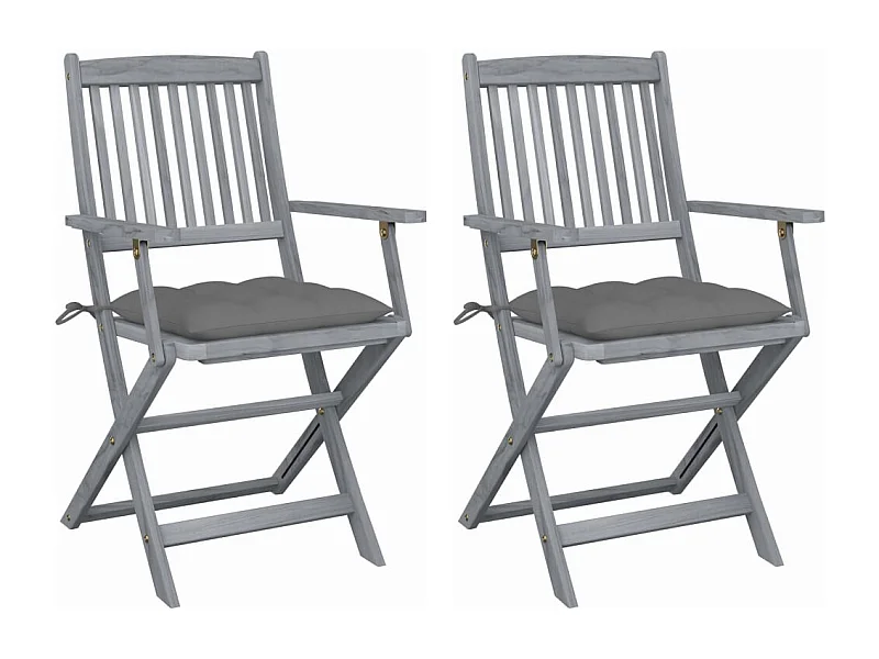 Outdoor Klappstühle 2er Set und Kissen Akazienholz