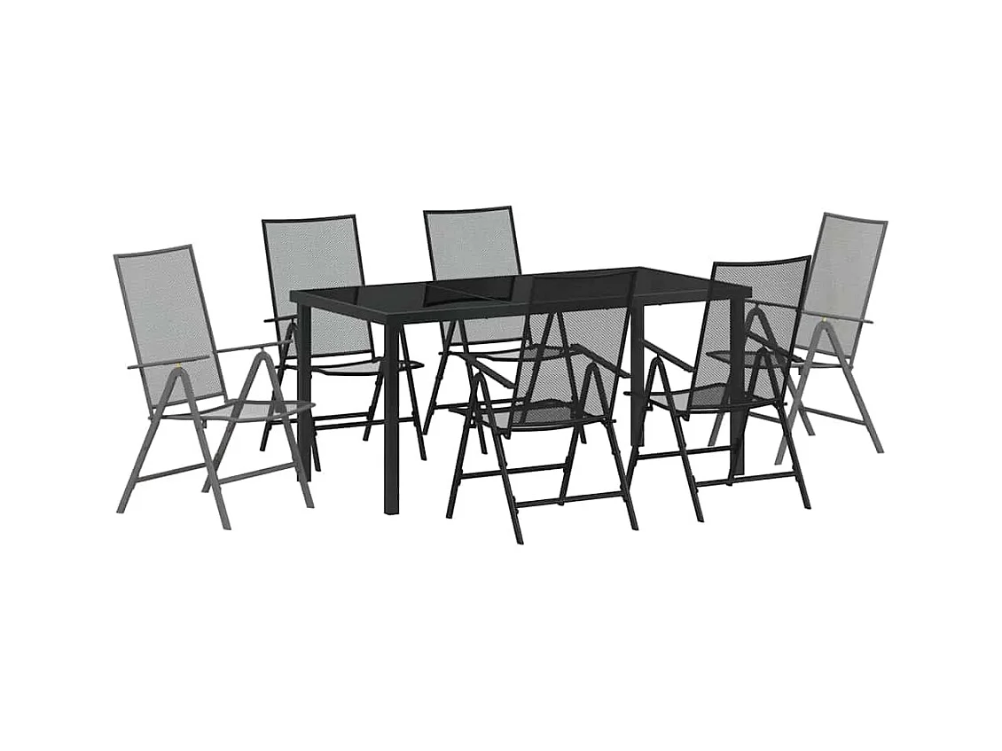 Ensemble de salle à manger de jardin 7 pièces en anthracite