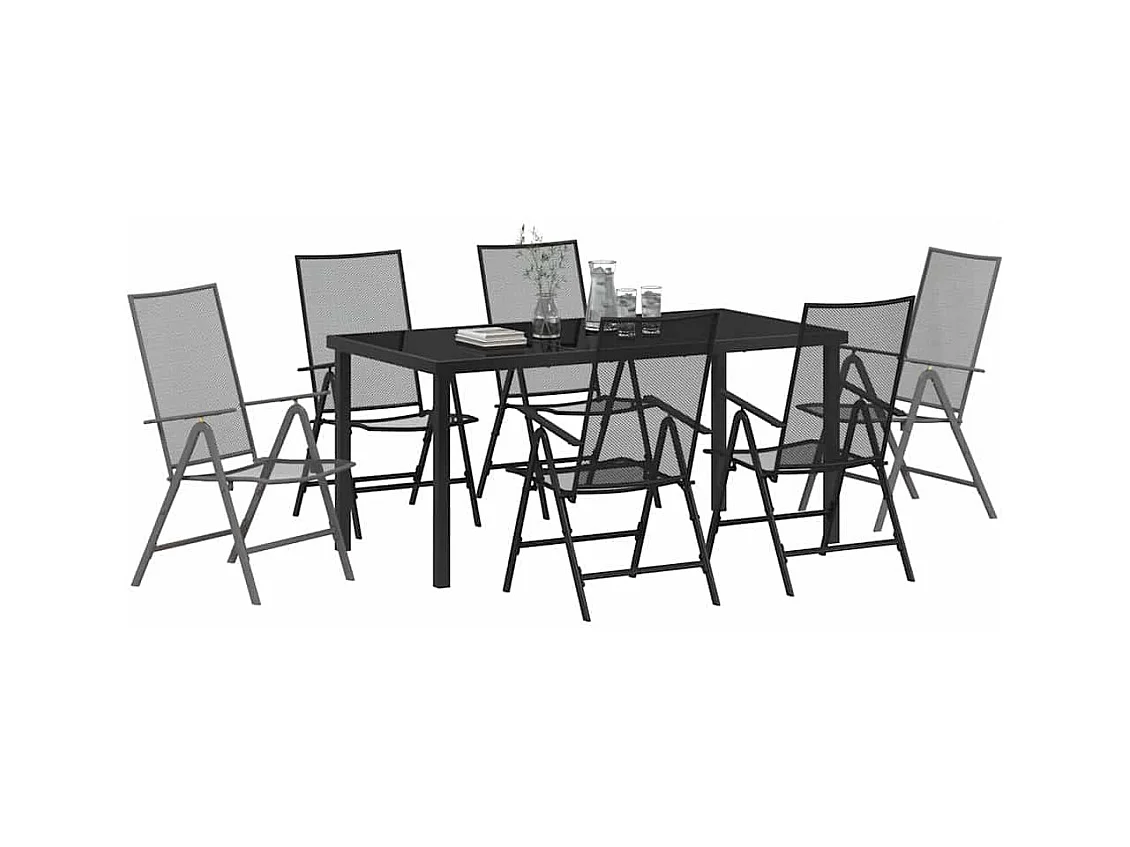 Ensemble de salle à manger de jardin 7 pièces en anthracite