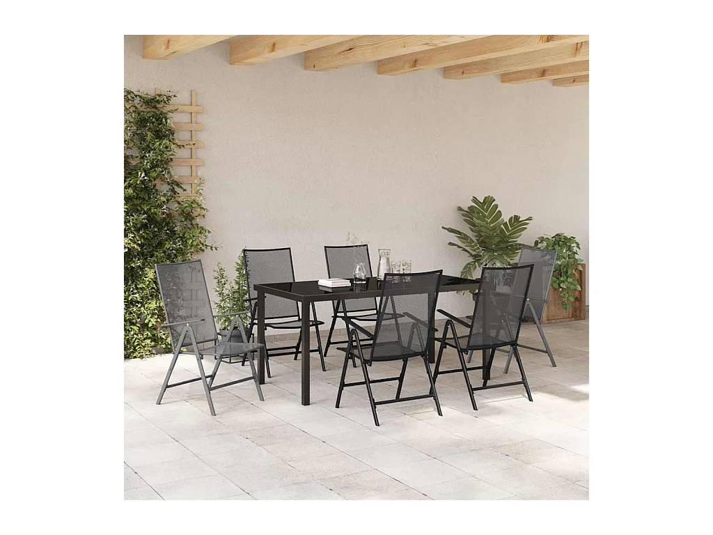 Ensemble de salle à manger de jardin 7 pièces en anthracite