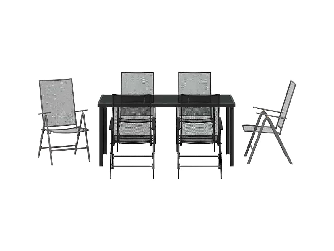 Ensemble de salle à manger de jardin 7 pièces en anthracite