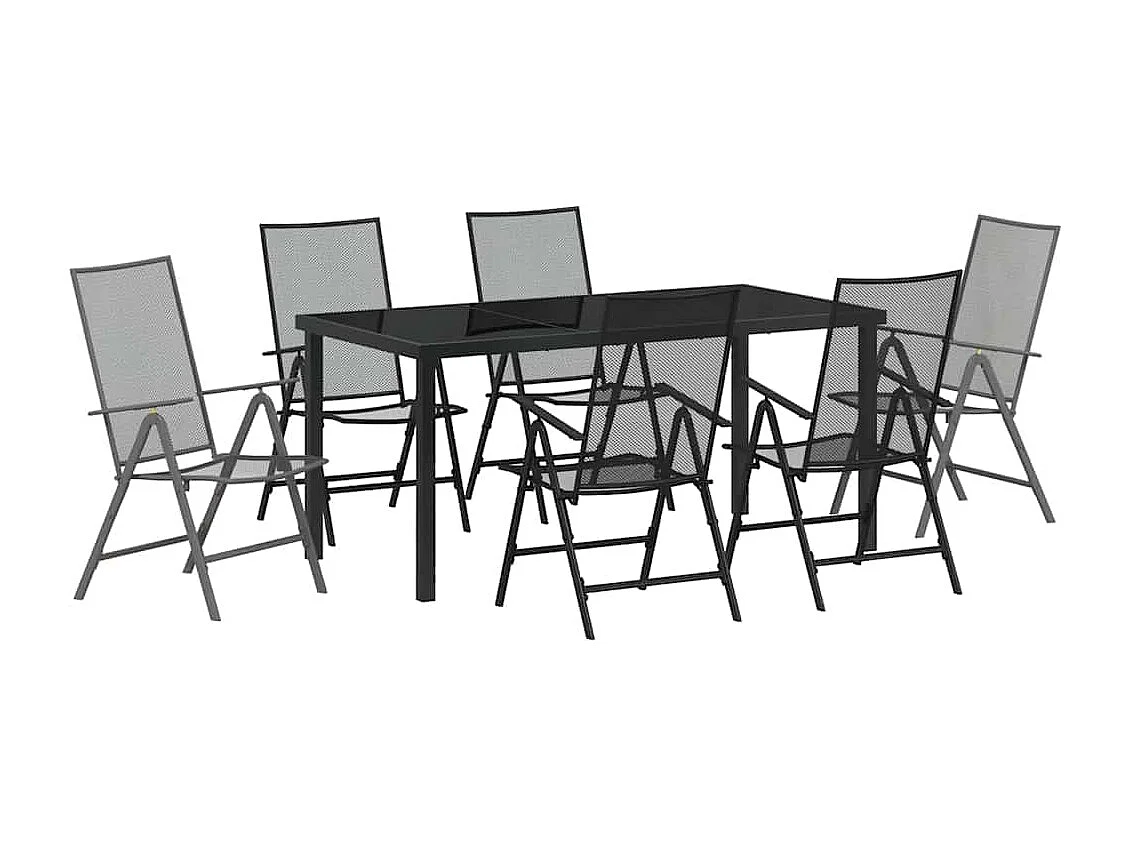 Ensemble de salle à manger de jardin 7 pièces en anthracite