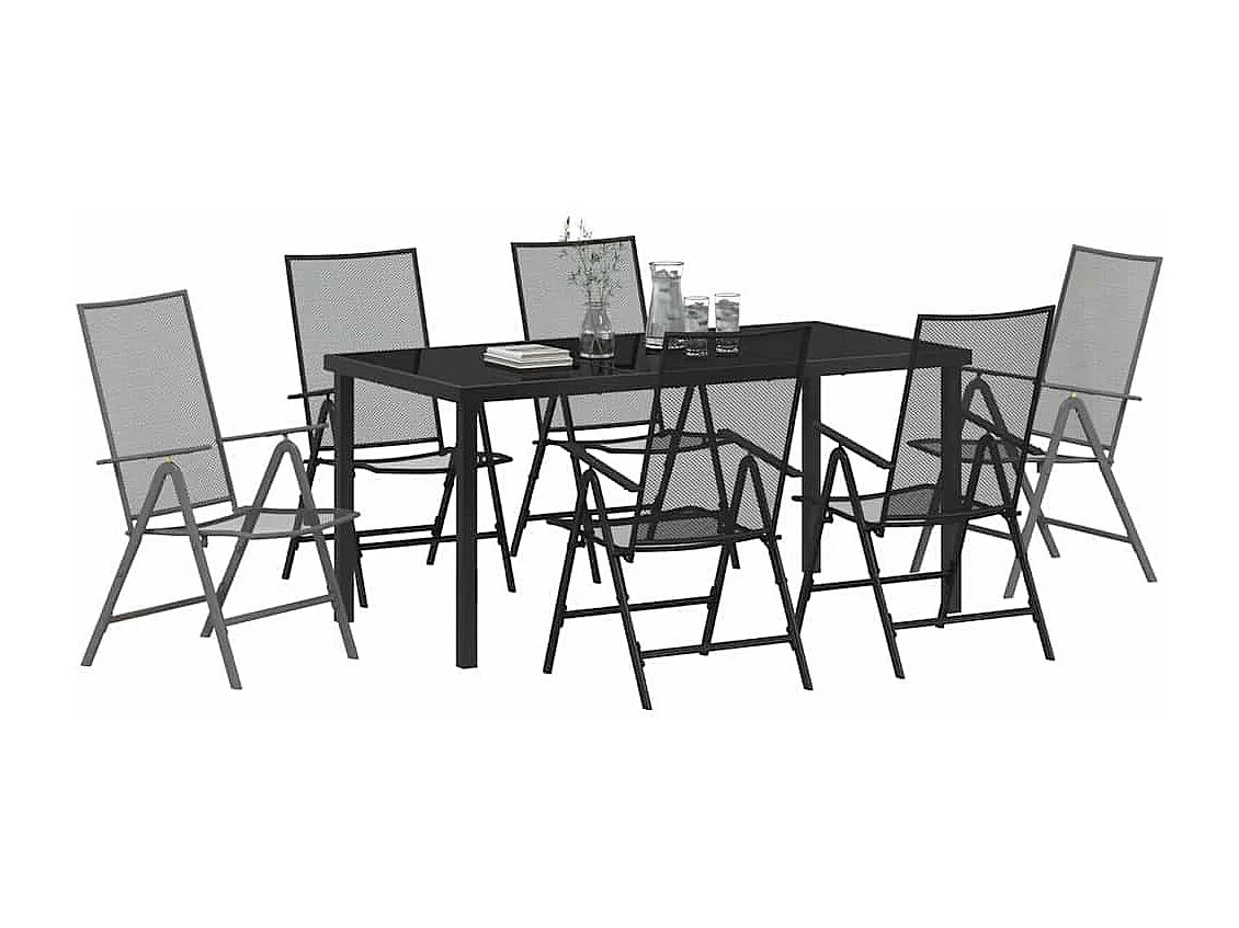 Ensemble de salle à manger de jardin 7 pièces en anthracite