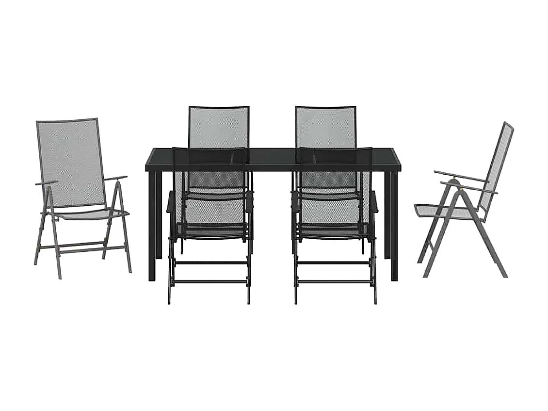 Ensemble de salle à manger de jardin 7 pièces en anthracite