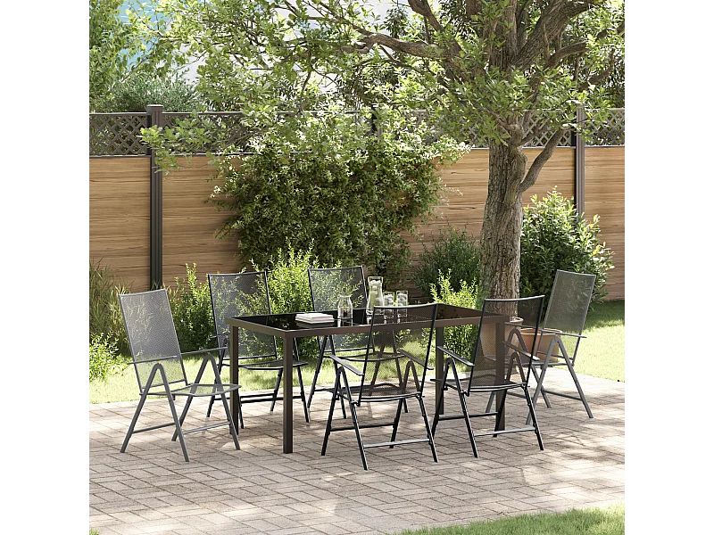 Ensemble de salle à manger de jardin 7 pièces en anthracite