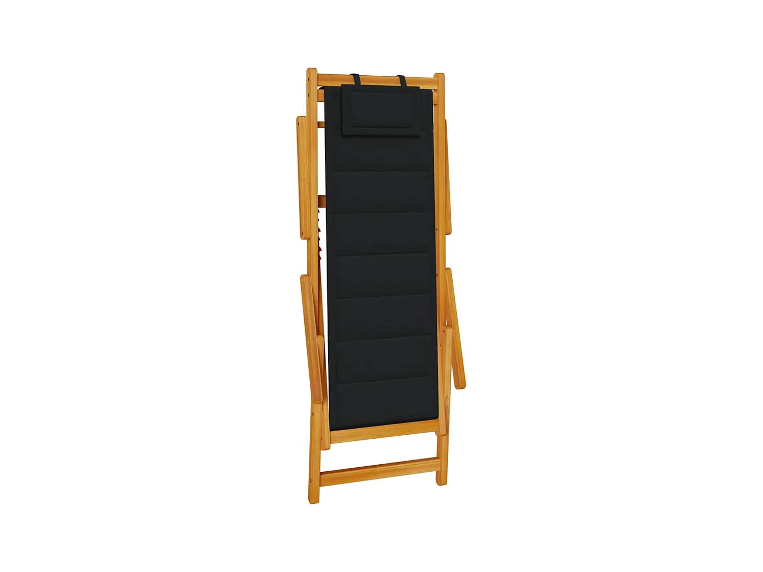 Chaises de plage pliantes 2 pcs Black Bois d'acacia massif & Textilène