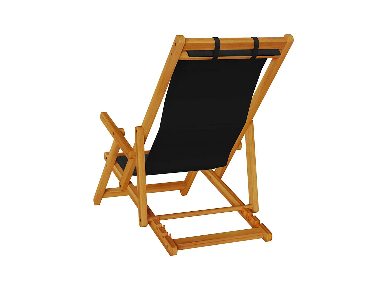 Chaises de plage pliantes 2 pcs Black Bois d'acacia massif & Textilène