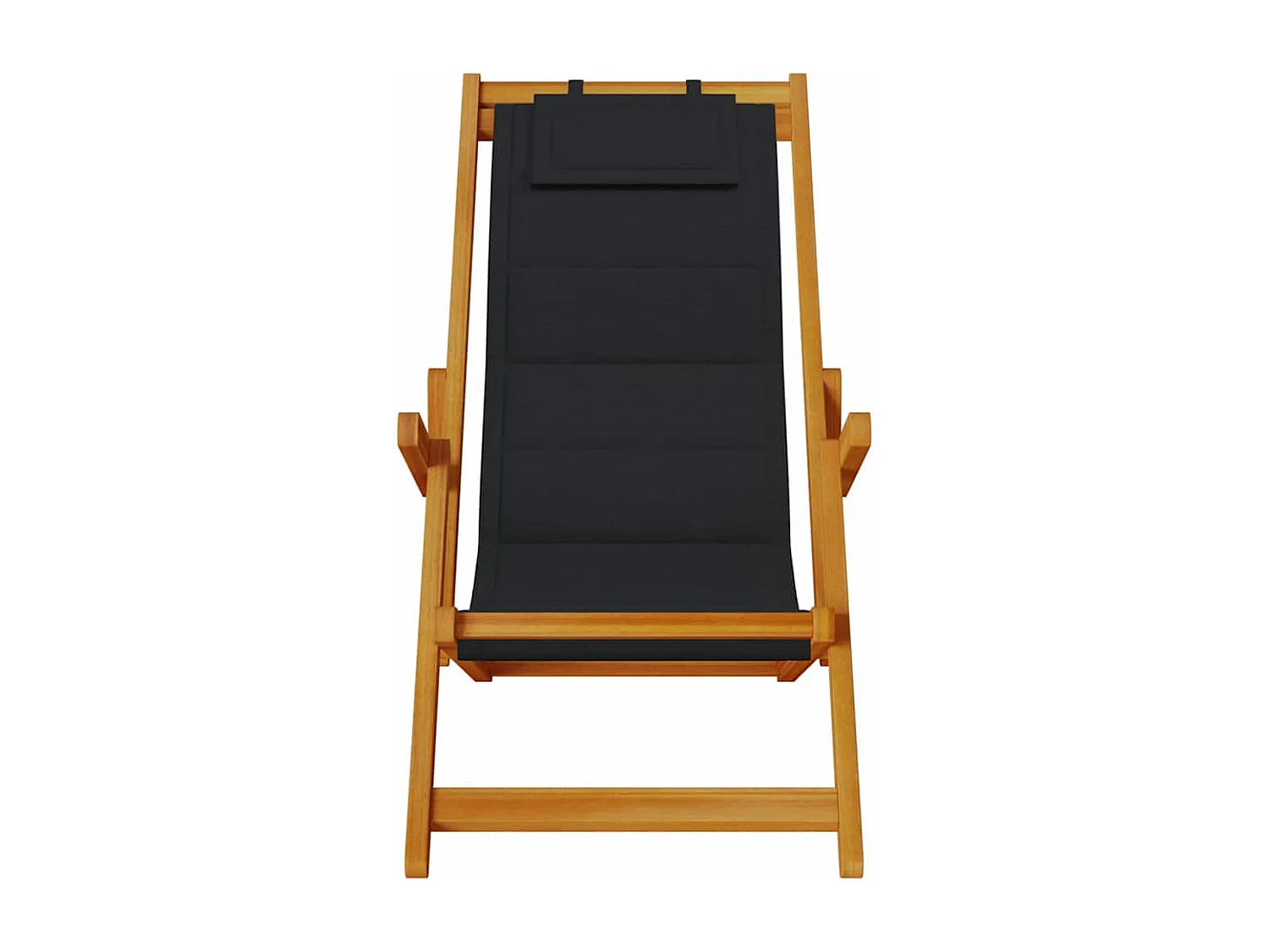 Chaises de plage pliantes 2 pcs Black Bois d'acacia massif & Textilène