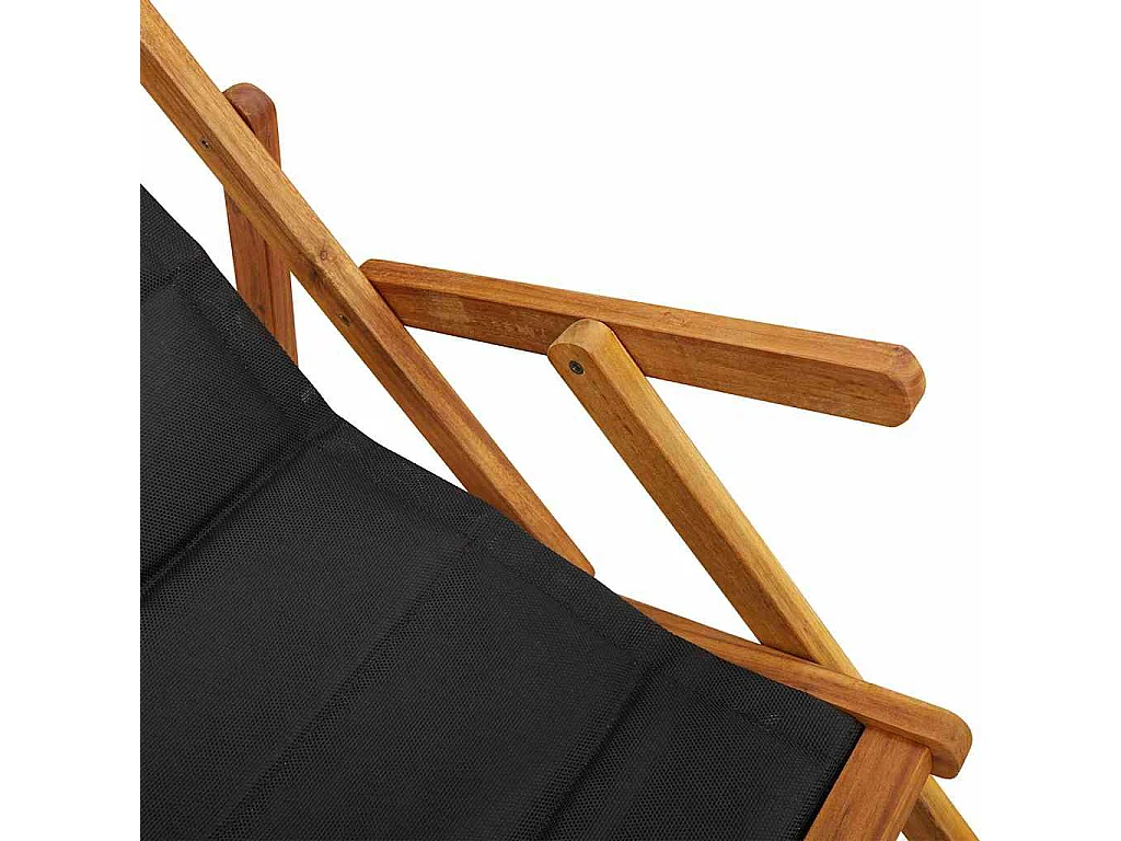 Chaises de plage pliantes 2 pcs Black Bois d'acacia massif & Textilène