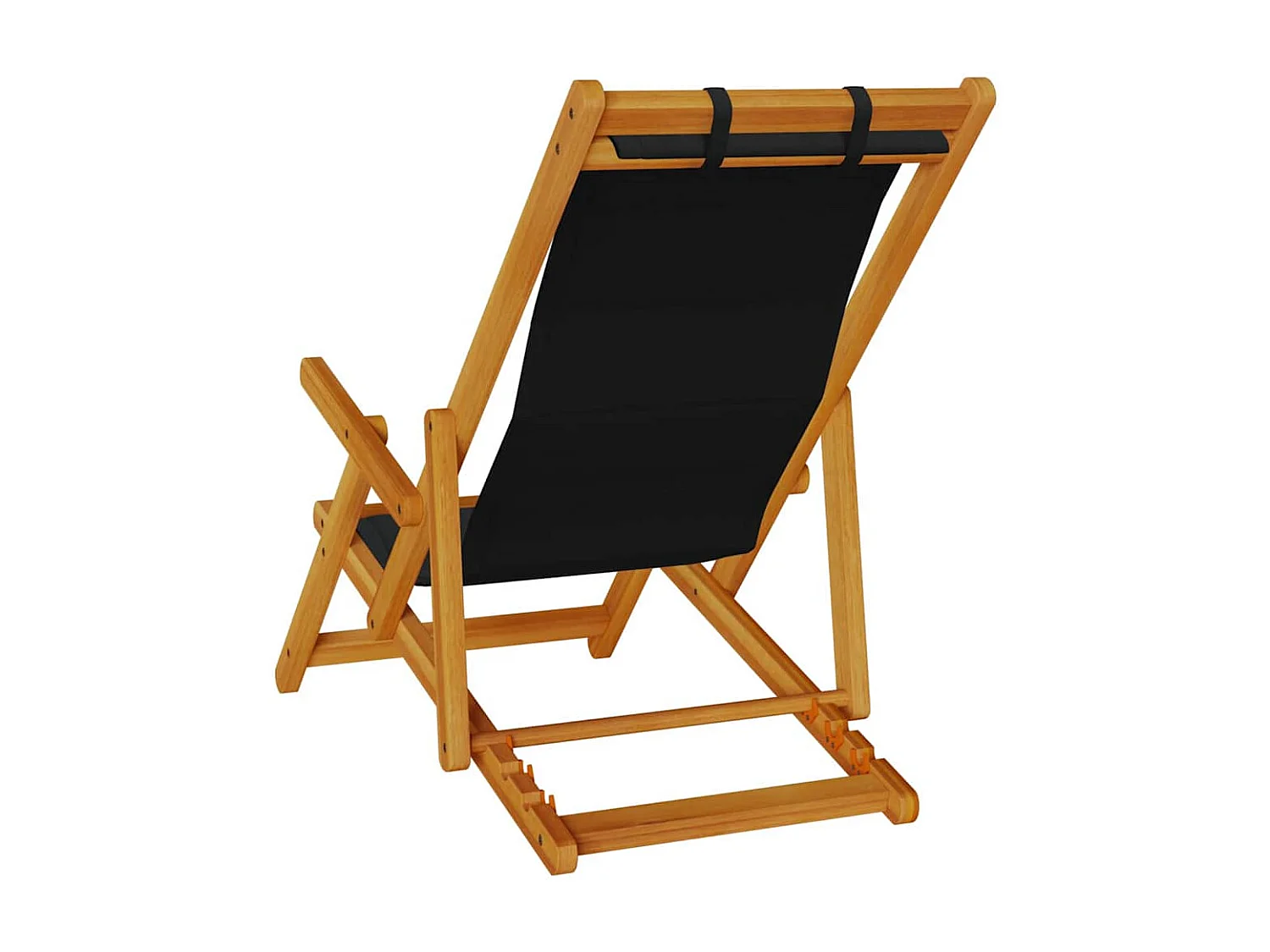 Klappbare Strandstühle 2 Stk. Schwarzes massives Akazienholz & Textilene