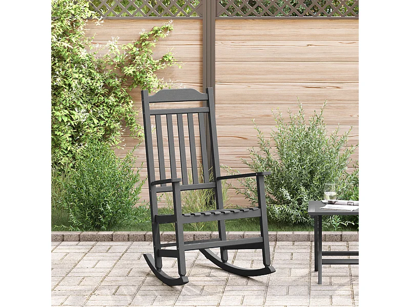 Mecedora de jardín negra 65x84x114 cm HDPE