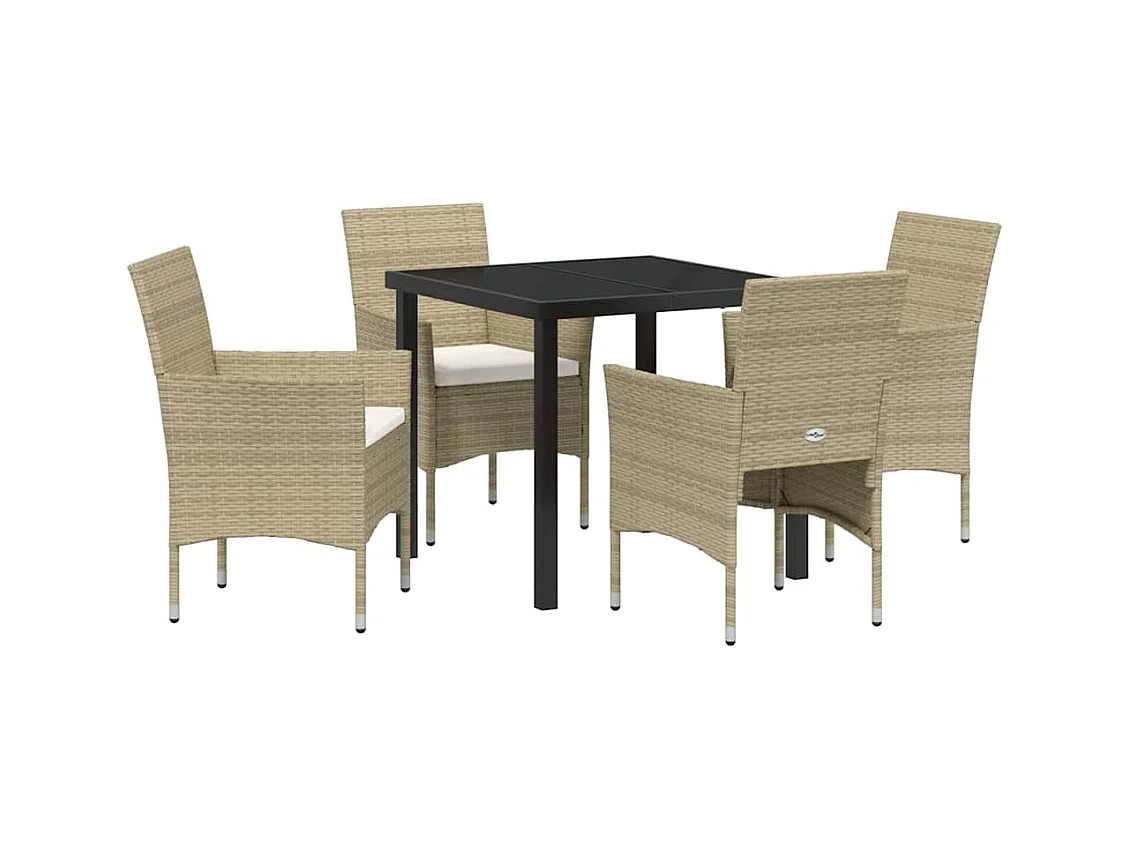 Ensemble de Salle à Manger de Jardin 5 Pièces Beige en Rattan Polyéthylène