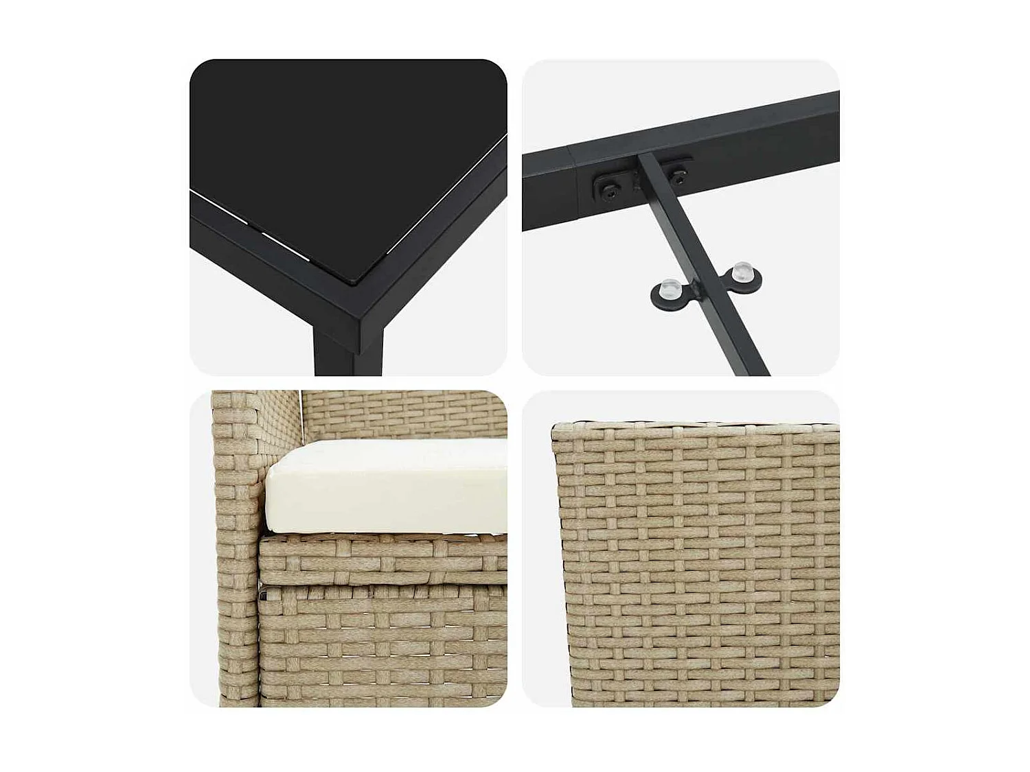 Ensemble de Salle à Manger de Jardin 5 Pièces Beige en Rattan Polyéthylène