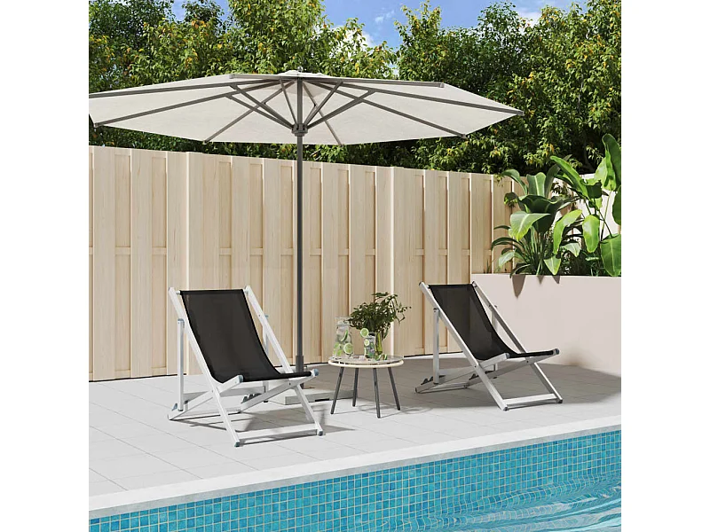 Chaises de plage pliantes lot de 2 noir aluminium et textilène